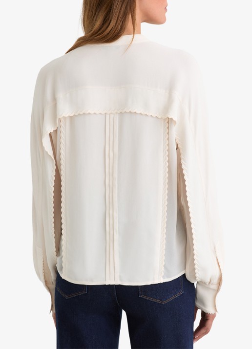 Reiss Maddie blouse met plooidetail - achterkant 7 beige