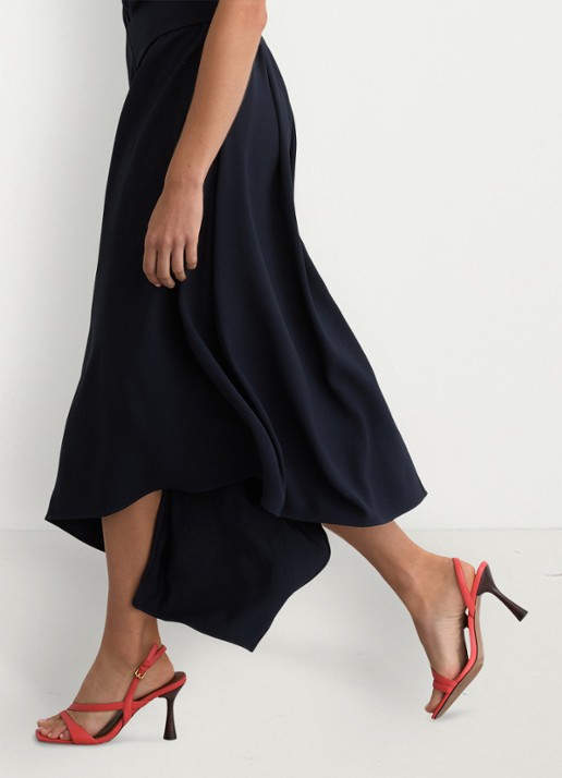 Reiss Maeve midi jurk met gedrapeerd detail - detail 2 donkerblauw