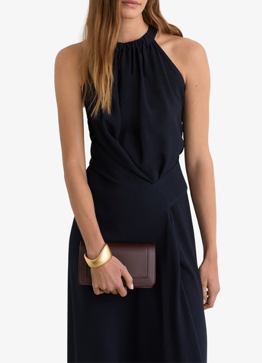 Reiss Maeve midi jurk met gedrapeerd detail - detail 3 donkerblauw