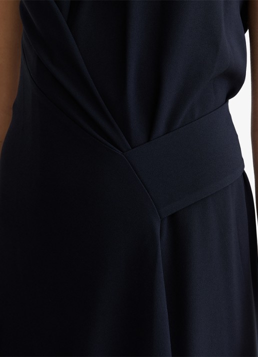 Reiss Maeve midi jurk met gedrapeerd detail - detail 4 donkerblauw