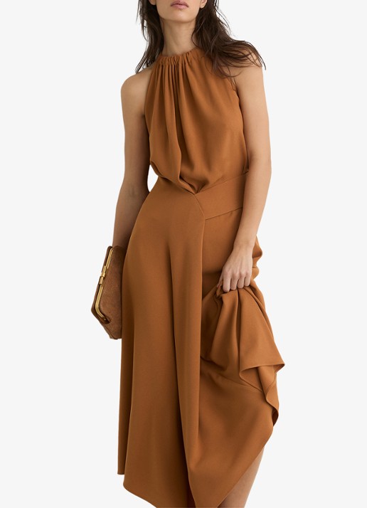 Reiss Maeve midi jurk met gedrapeerd detail