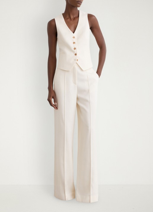 Reiss Malin gilet met V-hals - voorkant 2 creme
