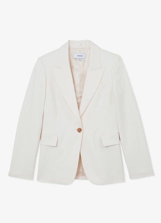 Reiss Malin single breasted blazer met klepzakken - voorkant 5 creme