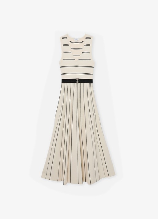Reiss Mallory midi jurk met plooien  - voorkant 2 beige