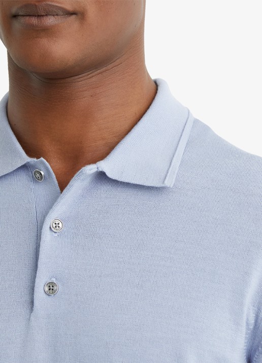 Reiss MANOR Merino Wool Short-Sleeve Polo Shirt - detail 4 lichtblauw