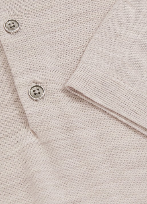 Reiss Manor regular fit polo van merino wol - detail 2 creme