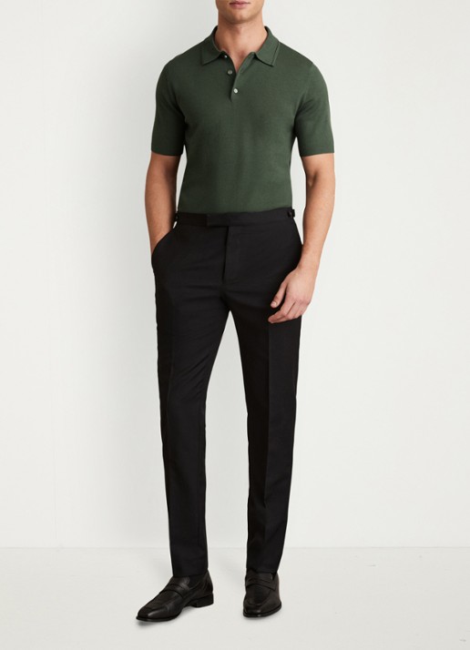 Reiss Manor regular fit polo van merino wol - voorkant 3 donkergroen
