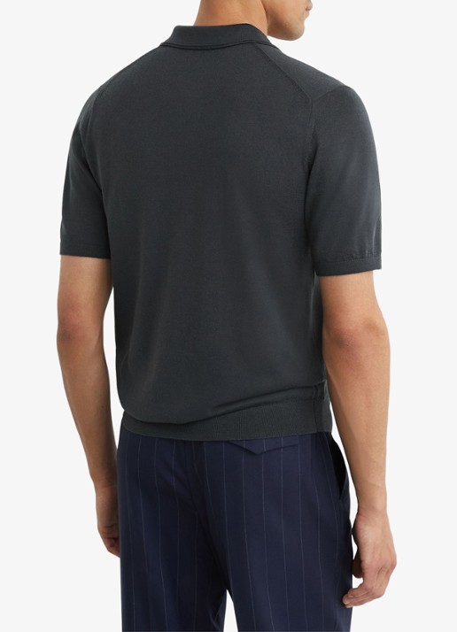 Reiss Manor regular fit polo van merino wol - achterkant 7 vulcan grey / grijs