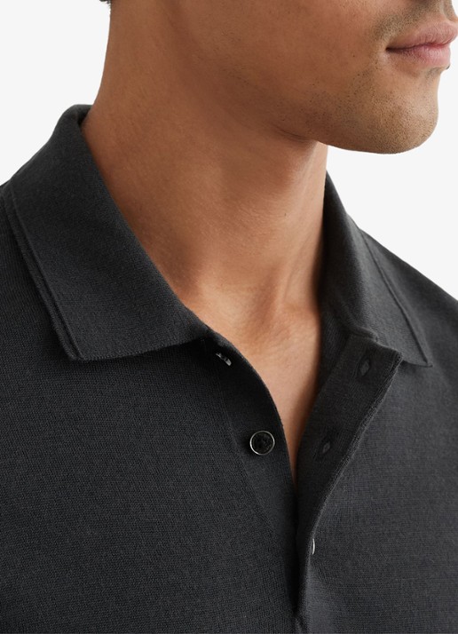 Reiss Manor regular fit polo van merino wol - detail 4 vulcan grey / grijs