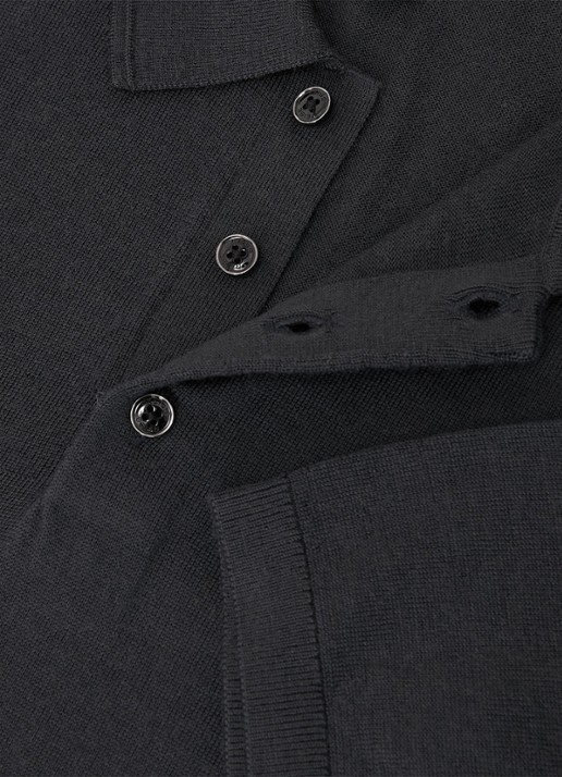 Reiss Manor regular fit polo van merino wol - detail 5 vulcan grey / grijs