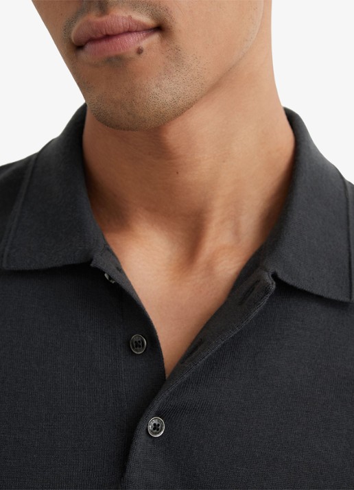 Reiss Manor regular fit polo van merino wol - detail 6 vulcan grey / grijs