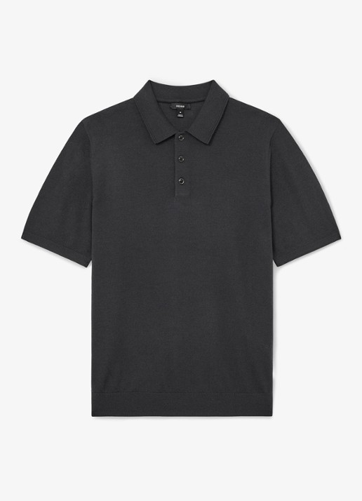 Reiss Manor regular fit polo van merino wol - voorkant vulcan grey / grijs