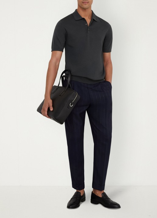 Reiss Manor regular fit polo van merino wol - voorkant 2 vulcan grey / grijs