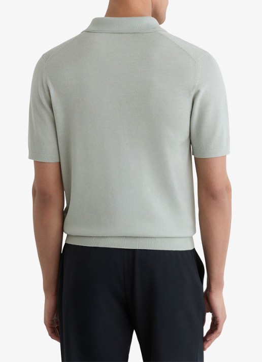 Reiss Manor regular fit polo van merino wol - achterkant 6 lichtgroen