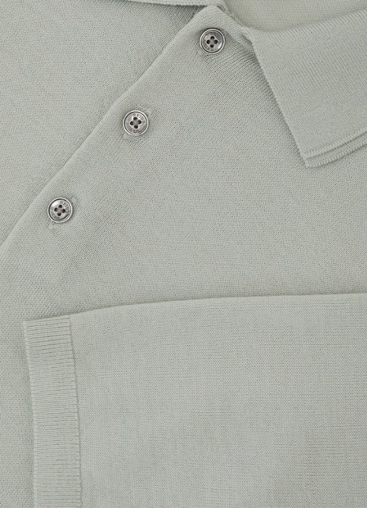 Reiss Manor regular fit polo van merino wol - detail 5 lichtgroen