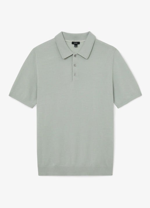 Reiss Manor regular fit polo van merino wol - voorkant lichtgroen