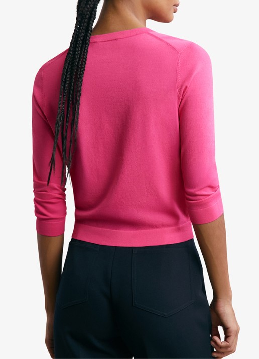 Reiss Mara fijngebreid vest met ronde hals - achterkant 4 oudroze