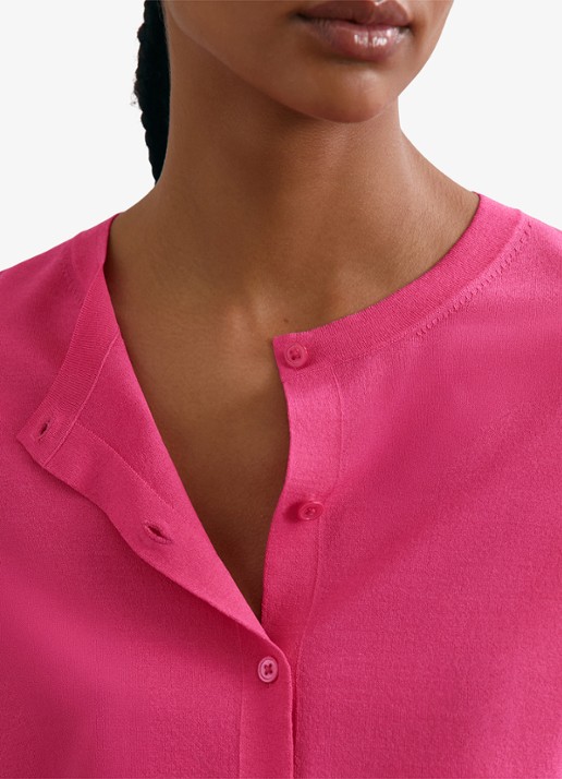 Reiss Mara fijngebreid vest met ronde hals - detail 2 oudroze