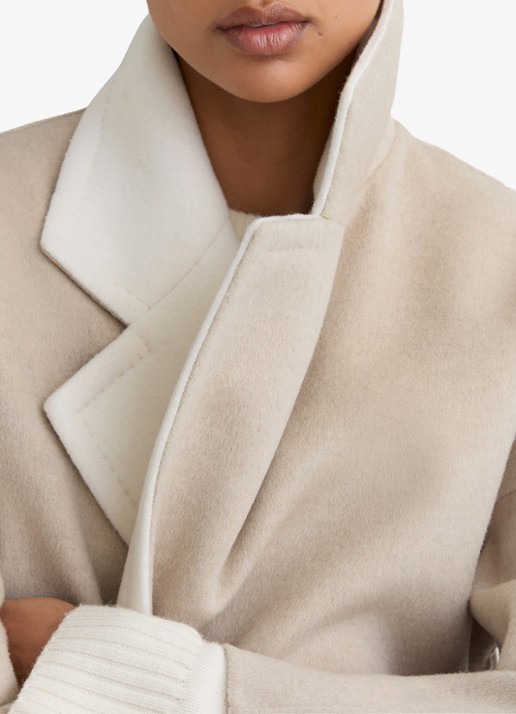 Reiss Marcela mantel van wol met strikceintuur - detail 5 beige