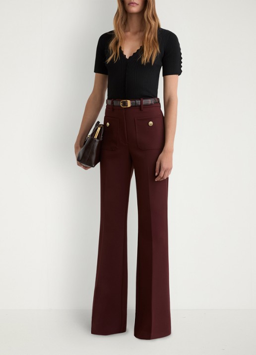 Reiss Marcy ribgebreide top met V-hals - voorkant 2 black / zwart