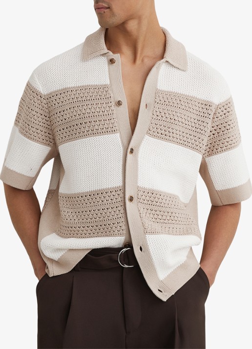 Reiss Marek grofgebreide trui met streepprint