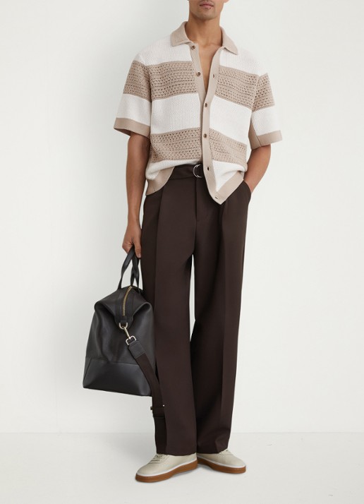 Reiss Marek grofgebreide trui met streepprint - voorkant 2 beige