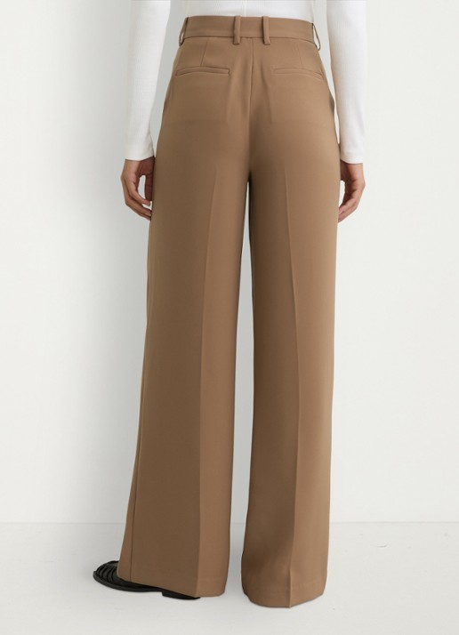 Reiss Margeaux high waist wide fit pantalon met steekzakken - achterkant 3 camel