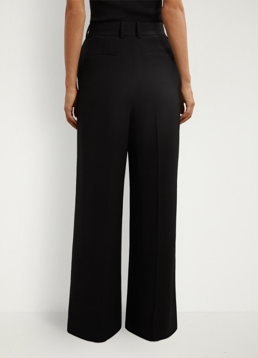 Reiss Margeaux high waist wide fit pantalon met steekzakken - achterkant zwart
