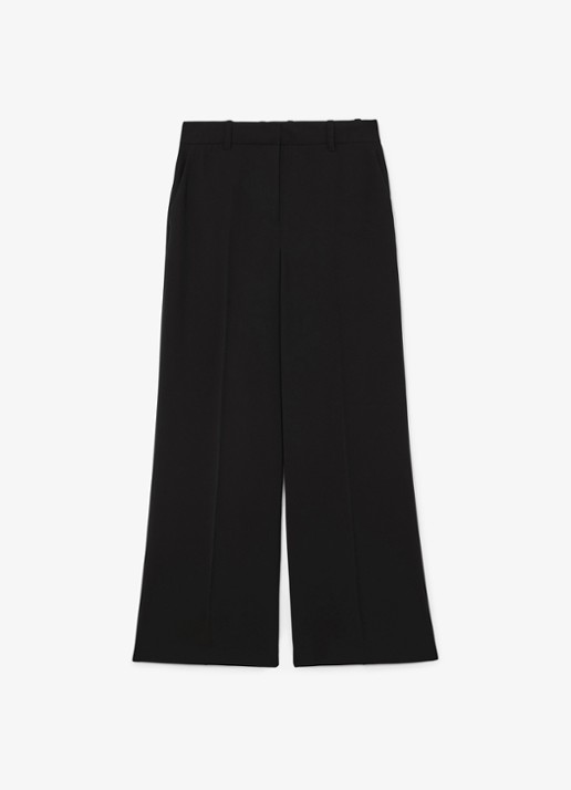 Reiss Margeaux high waist wide fit pantalon met steekzakken - voorkant 2 zwart