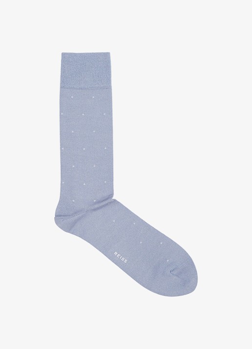 Reiss Mario sokken met stippenprint - voorkant donkerblauw