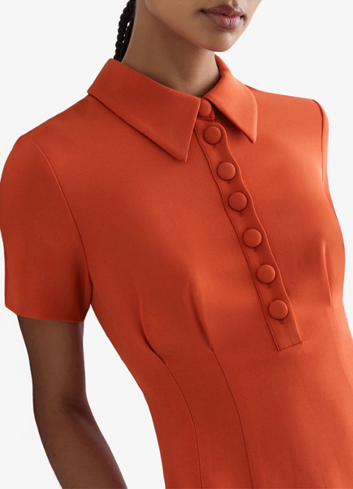 Reiss Marlie mini jurk met kraag - detail 6 orange