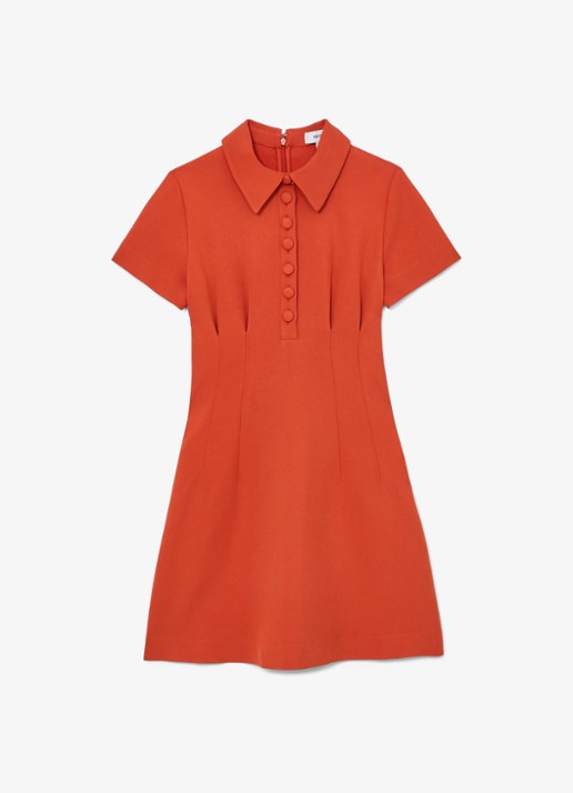 Reiss Marlie mini jurk met kraag - voorkant orange