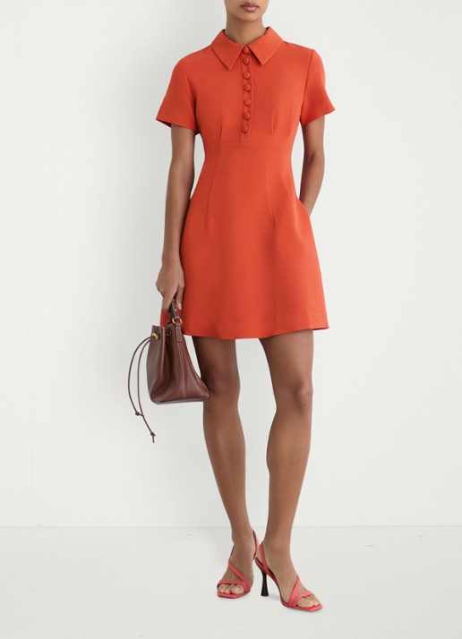 Reiss Marlie mini jurk met kraag - voorkant 2 orange