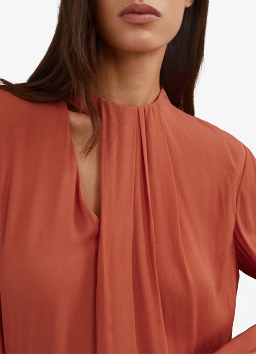 Reiss Marta tuniek met plooidetail - detail 3 oranjebruin