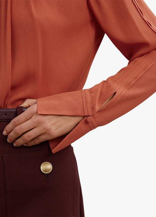 Reiss Marta tuniek met plooidetail - detail 4 oranjebruin