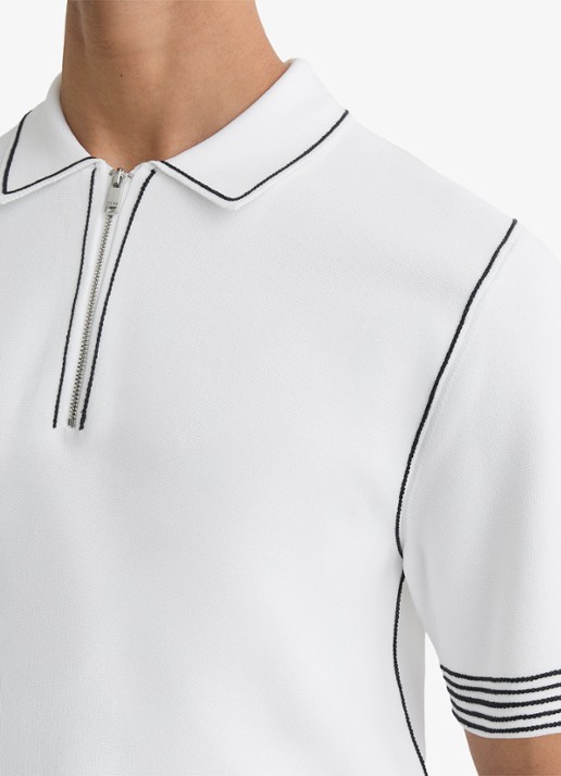 Reiss Mason polo met halve rits - detail 4 white / wit