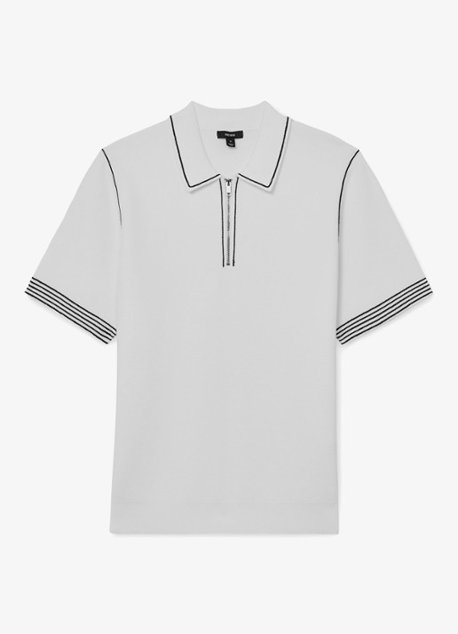Reiss Mason polo met halve rits - voorkant white / wit