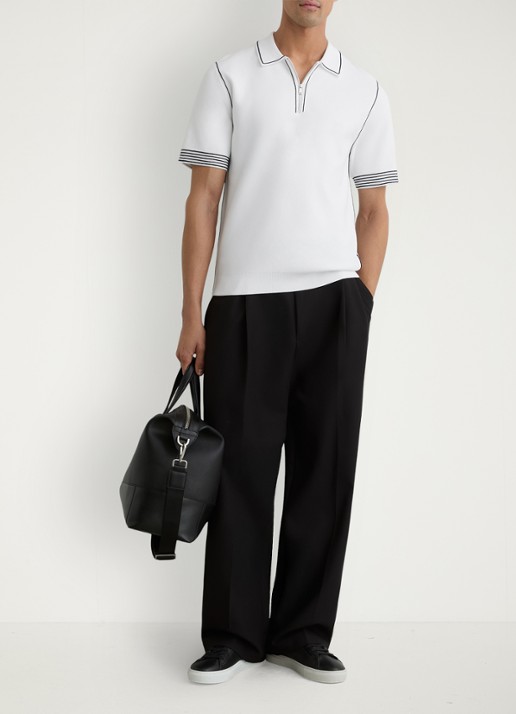 Reiss Mason polo met halve rits - voorkant 2 white / wit
