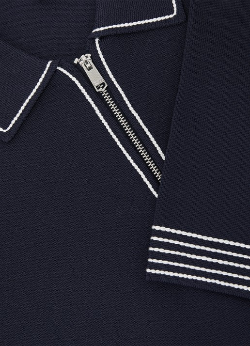 Reiss Mason polo met halve rits - detail 7 navy / blauw