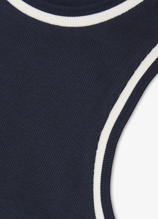 Reiss Matilda tanktop met ribstructuur - detail 4 donkerblauw