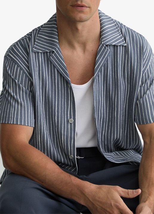 Reiss Max regular fit overhemd met streepprint - detail 6 airforce blue / blauw