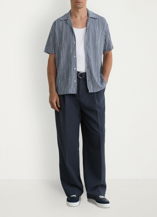 Reiss Max regular fit overhemd met streepprint - voorkant 2 airforce blue / blauw