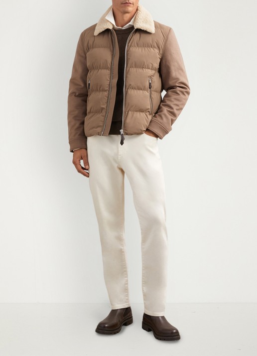 Reiss MAXIMUS Wool-Sleeve Quilted Puffer Jacket - voorkant 2 bruin