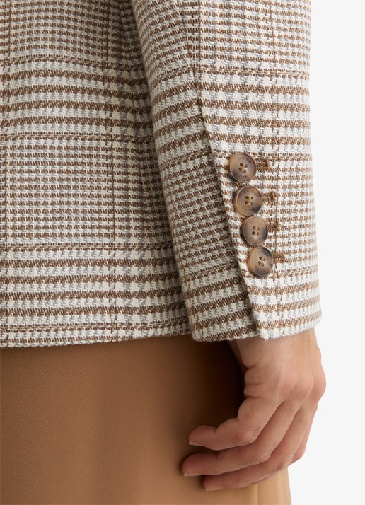 Reiss Maxwell double-breasted blazer met ruitdessin en klepzakken  - detail 6 beige