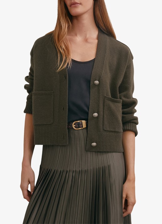 Reiss Maya fijngebreid vest in kasjmierblend met steekzakken