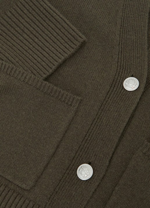 Reiss Maya fijngebreid vest in kasjmierblend met steekzakken - detail 4 bronsgroen