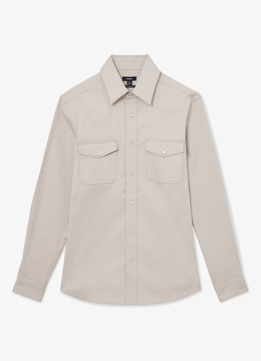 Reiss McRae overhemd met borstzakken - voorkant 6 beige
