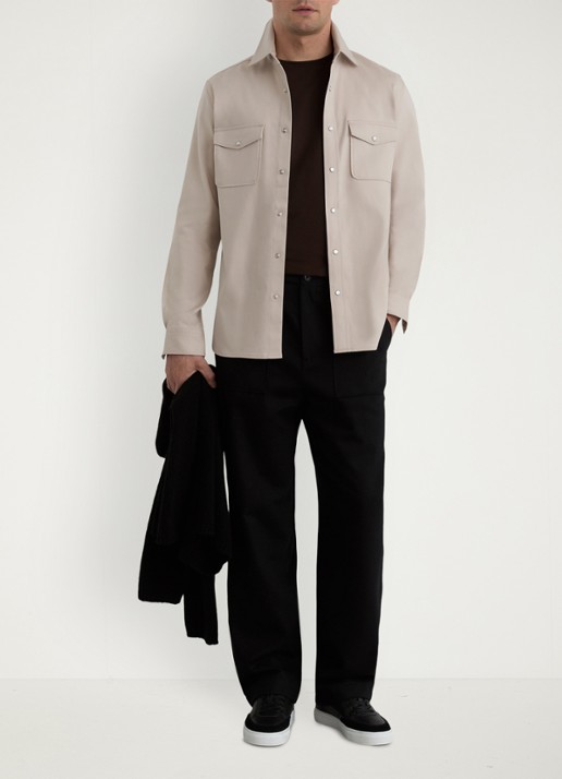Reiss McRae overhemd met borstzakken - voorkant 7 beige