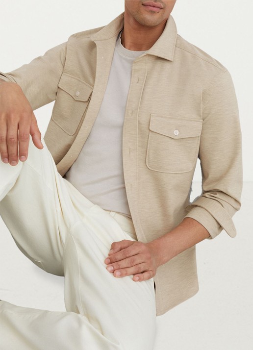 Reiss Mcshane overshirt met borstzakken - detail 5 beige