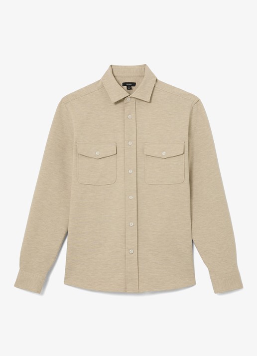 Reiss Mcshane overshirt met borstzakken - voorkant 2 beige